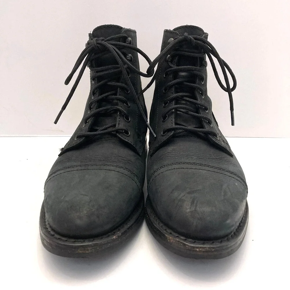 Thursday Boot Co Everyday Captain Boots Matte Black Mens 8.5 Cap Toe Lace Up